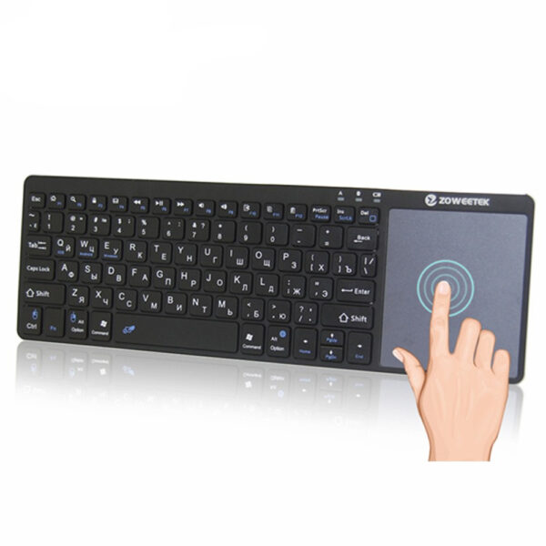 Mini wireless Bluetooth keyboard with compact layout for tablets and phones