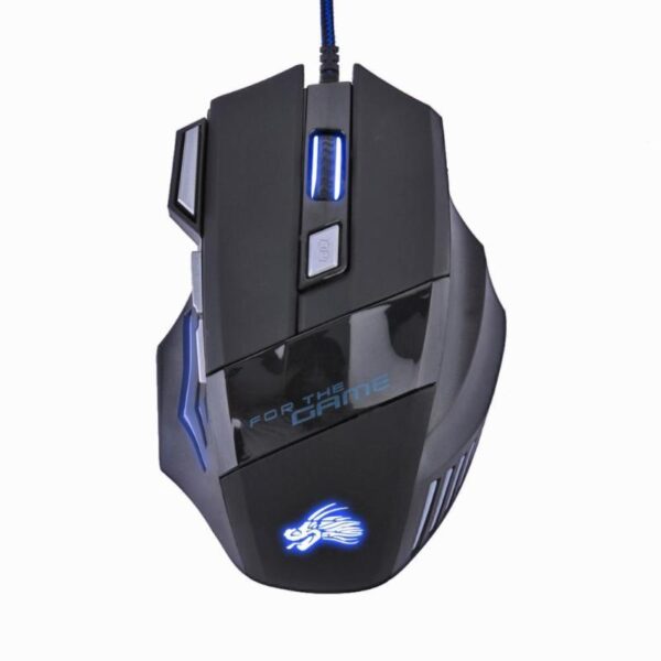 High-performance USB wired gaming mouse on a desk.