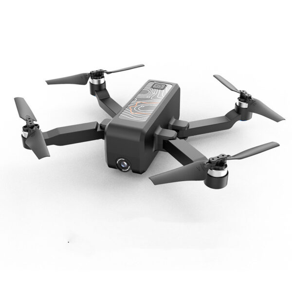 High-performance 4K camera drone flying in a clear sky.