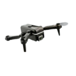 Foldable black 4K dual camera quadcopter drone with remote controller on a white background