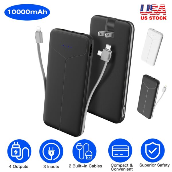 Power bank portable charger with high capacity battery and fast charging dual USB ports