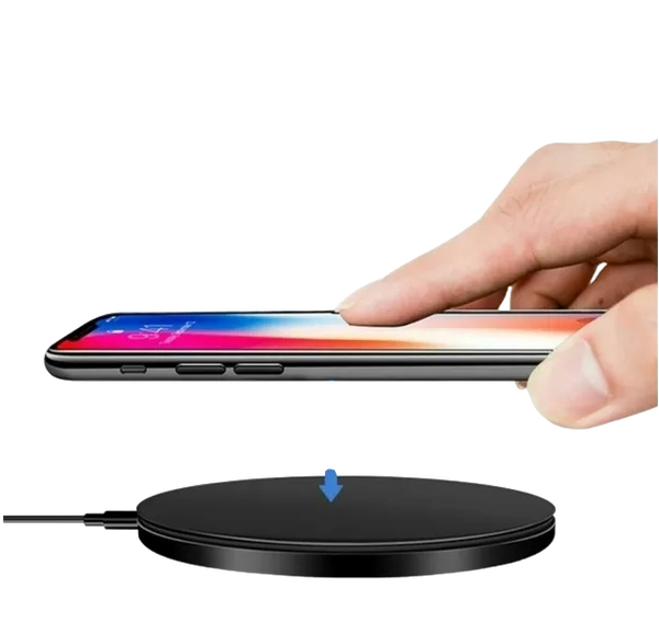 Wireless charger fast charge pad with slim design and universal smartphone compatibility