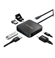 Multi-port expansion adapter hub with USB and Type-C connectors