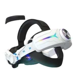 High-tech VR headset with adjustable straps for immersive gaming.