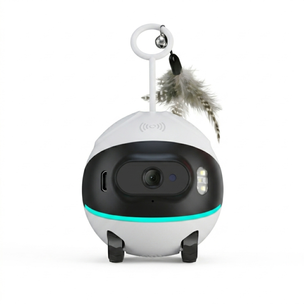 Smart wireless pet camera for remote monitoring.