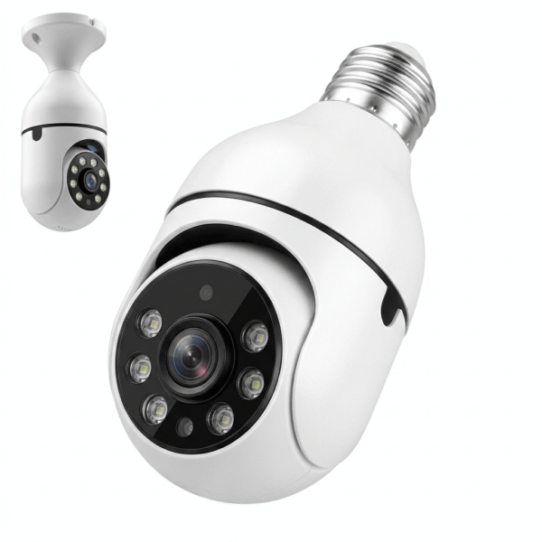 Wireless light bulb security camera outdoor with 360 degree panoramic view