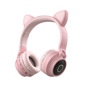 Wireless cat ear headphones with glowing LED lights.