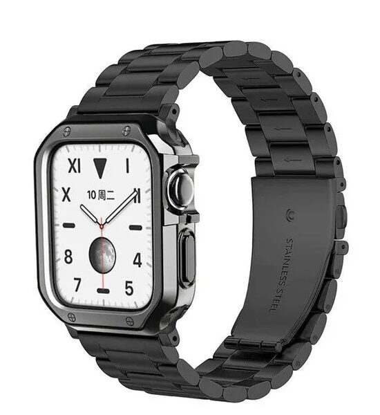 Premium metal Apple Watch strap with stainless steel link bracelet