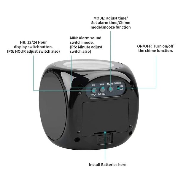 LED projection alarm clock with digital time display for bedroom ceiling