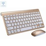 Mini wireless keyboard and mouse combo with compact portable design and universal USB receiver by AmandaGear