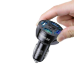 4-Port Fast Car Charger with USB ports for rapid charging on the go