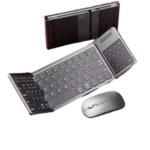 Tri-fold wireless bluetooth keyboard with compact portable design and multi-device connectivity by AmandaGear