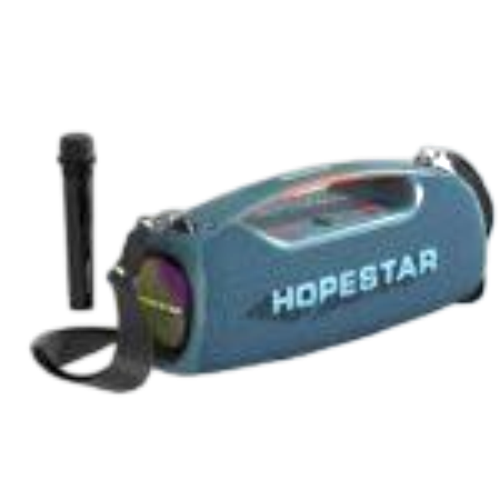 Portable Bluetooth speaker with deep bass and sleek design.