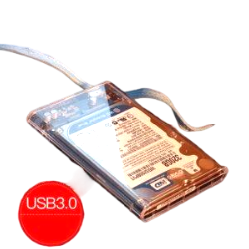 Clear transparent notebook HDD enclosure case with USB 3.0 cable